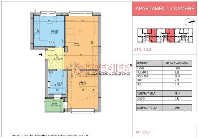 Primaria Popesti Leordeni, 2 camere decomandat