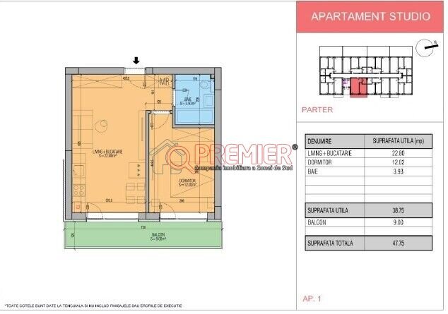 Popesti Leordeni Primaria - 2 camere tip studio